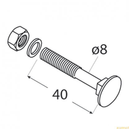Śruba Zamkowa ZACB / 8x40 / op=4szt