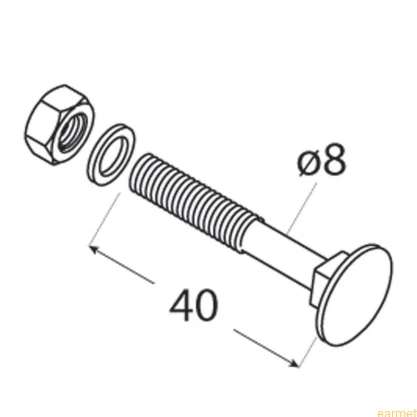 Śruba Zamkowa ZACB / 8x40 / op=4szt