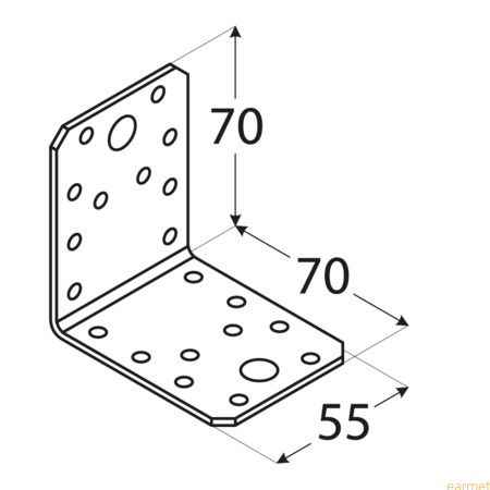 Kątownik łącznikowy KL 2 / 70x70x55 / op=20 szt.
