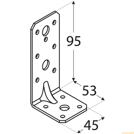 Kątownik z przetłoczeniem KPK 11 / 95x53x45 / op=20 szt.