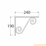 Wspornik ornamentowy kuty WOZ 240 / 240x190 mm / czarny / op=2 szt