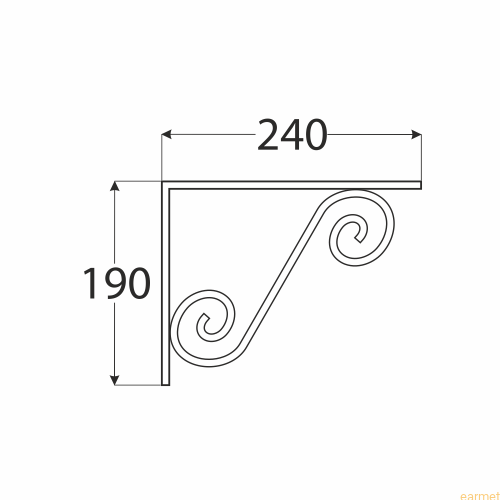 Wspornik ornamentowy kuty WOZ 240 / 240x190 mm / czarny / op=2 szt