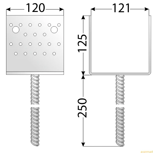 Podstawa słupa PSS 120 / 121x125x120x250 /