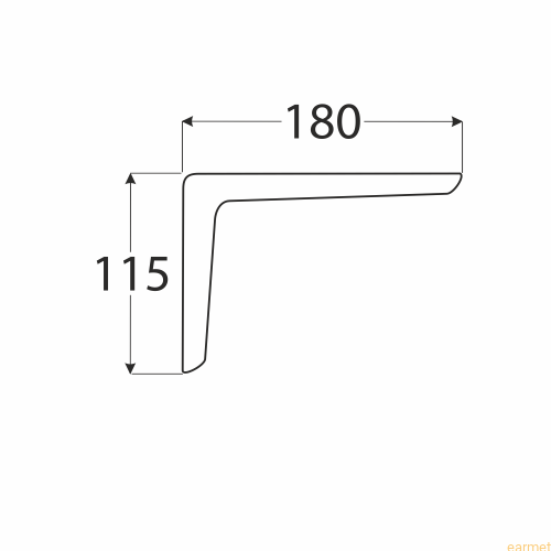 Wspornik z osłoną plastikową WSPP 180 / 180x115x25mm / biały malowany / op=2szt