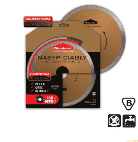Tarcza diamentowa z nasypem ciągłym Professional do ciecia na mokro / TDP-P 115 x 1,8 x 22 /