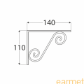 Wspornik ornamentowy kuty WOZ 140 / 140x110 mm / gradowany srebrny / op=2 szt