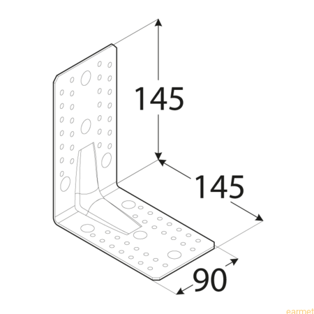 Kątownik z przetłoczeniem KP 7 / 145x145x90x2,5 / op=10 szt.