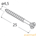 Wkręt do drewna ZAS / 4,5x25 / op=12szt