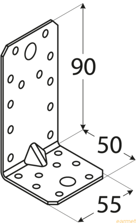 Kątownik z przetłoczeniem KP 3 / 90x50x55x2,5 / op=20 szt.