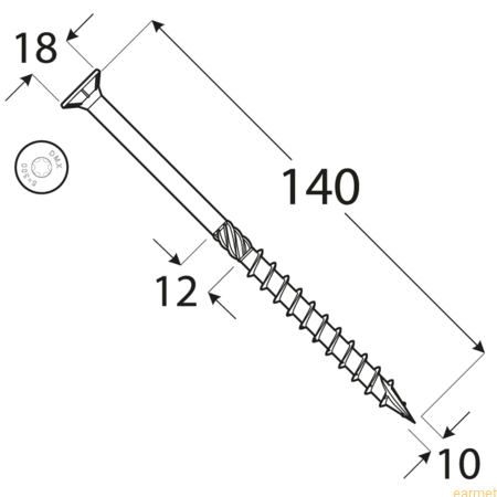 Wkręt ciesielski CS/ 10x140 / TX-40