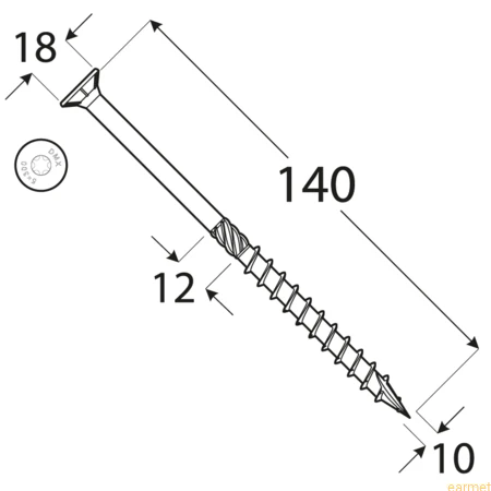 Wkręt ciesielski CS/ 10x140 / TX-40