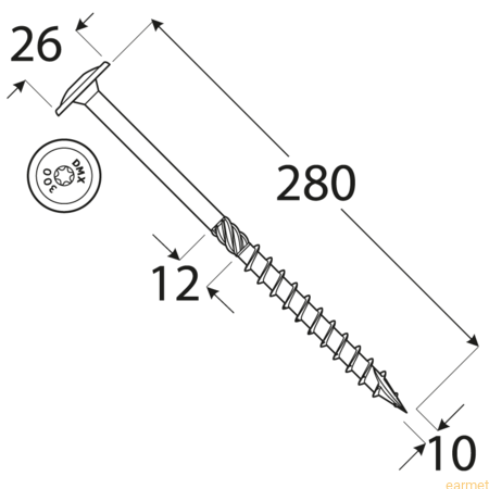 Wkręt ciesielski CT / 10x280 / TX-40