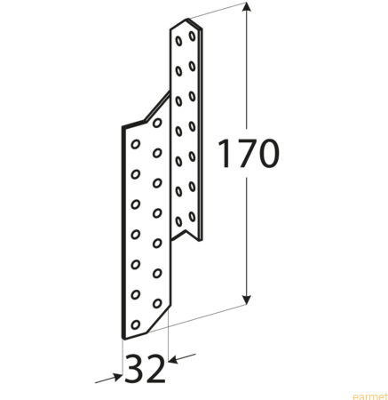 Łącznik krokwiowy LK 1 / 172x32 / op=20 szt. - lewy