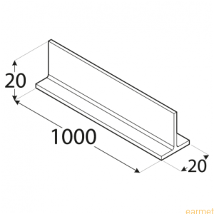 Profil ALU / PT 3 / 20x20x1000x2,0 / 8szt