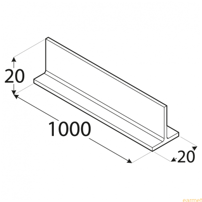 Profil ALU / PT 3 / 20x20x1000x2,0 / 8szt