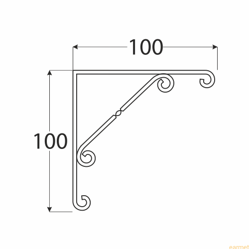 Wspornik ornamentowy WO 100 / 100x100mm / czarny / op=2szt