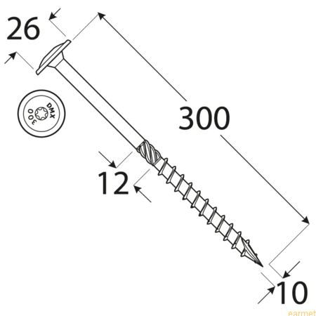Wkręt ciesielski CT / 10x300 / TX-40