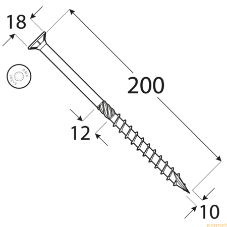 Wkręt ciesielski CS/ 10x200 / TX-40