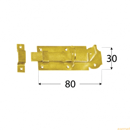 Zasuwka zamykana z ryglem prostym WZP 80 / 80x30x3,0 /