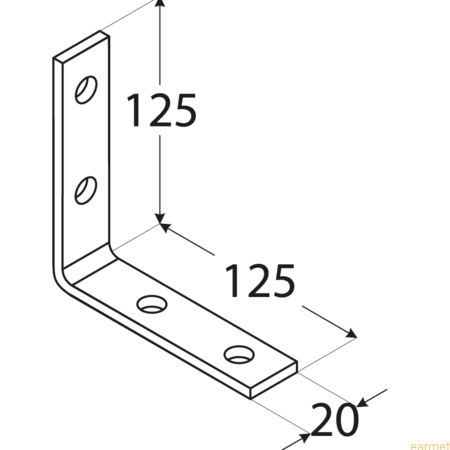 Kątownik wąski KW 6 / 125x125x20 / op=20 szt.