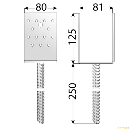 Podstawa słupa PSS 80 / 81x125x80x250 /