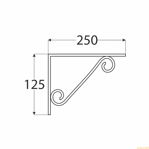 Wspornik ornamentowy WOP 250 / 250x125mm / czarny / op=2szt