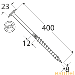 Wkręt ciesielski CT / 8x400 / TX-40