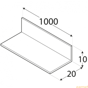 Profil ALU / PKN 2 / 20x10x1000x2,0 / 8szt
