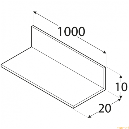 Profil ALU / PKN 2 / 20x10x1000x2,0 / 8szt