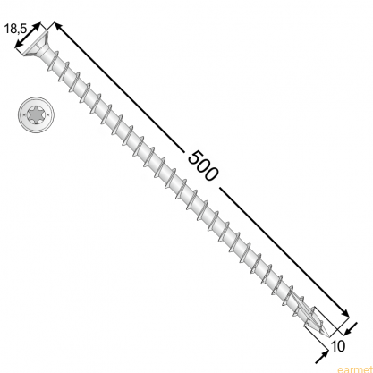 Wkręt ciesielski CPS / 10x500 / TX-50 /