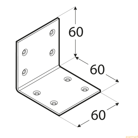 Kątownik szeroki KS 3 / 60x60x60 / op=20 szt.