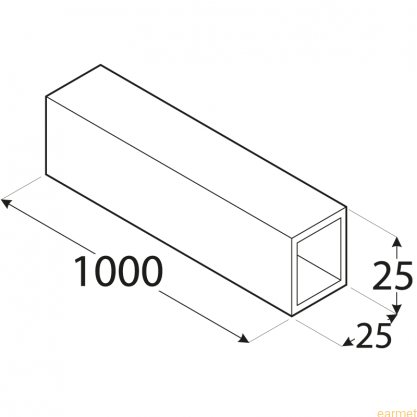Profil ALU / PRK 4 / 25x25x1000x1,5 / 8szt