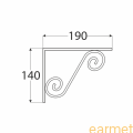 Wspornik ornamentowy kuty WOZ 190 / 190x140 mm / antyk srebrny / op=2 szt