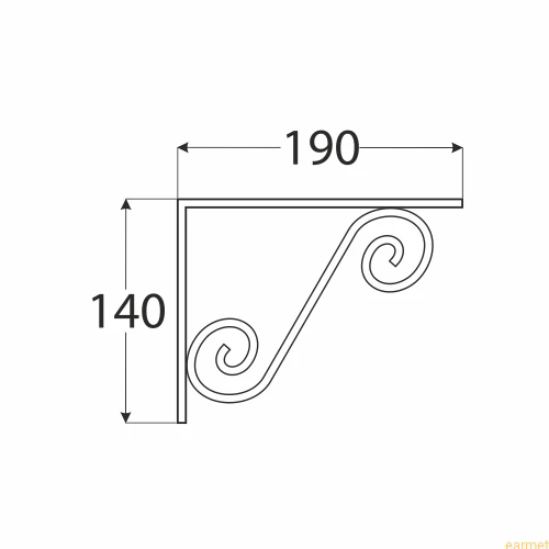 Wspornik ornamentowy kuty WOZ 190 / 190x140 mm / antyk srebrny / op=2 szt