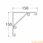 Wspornik ornamentowy WO 150 / 150x150mm / czarny / op=2szt