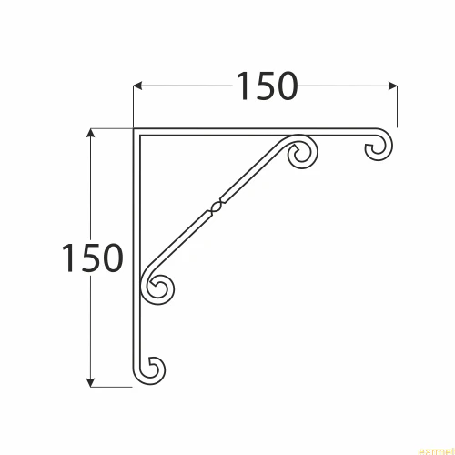 Wspornik ornamentowy WO 150 / 150x150mm / czarny / op=2szt