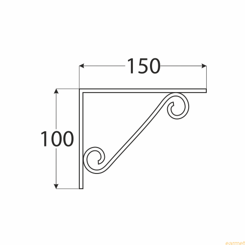 Wspornik ornamentowy WOP 150 / 150x100mm / czarny / op=2szt