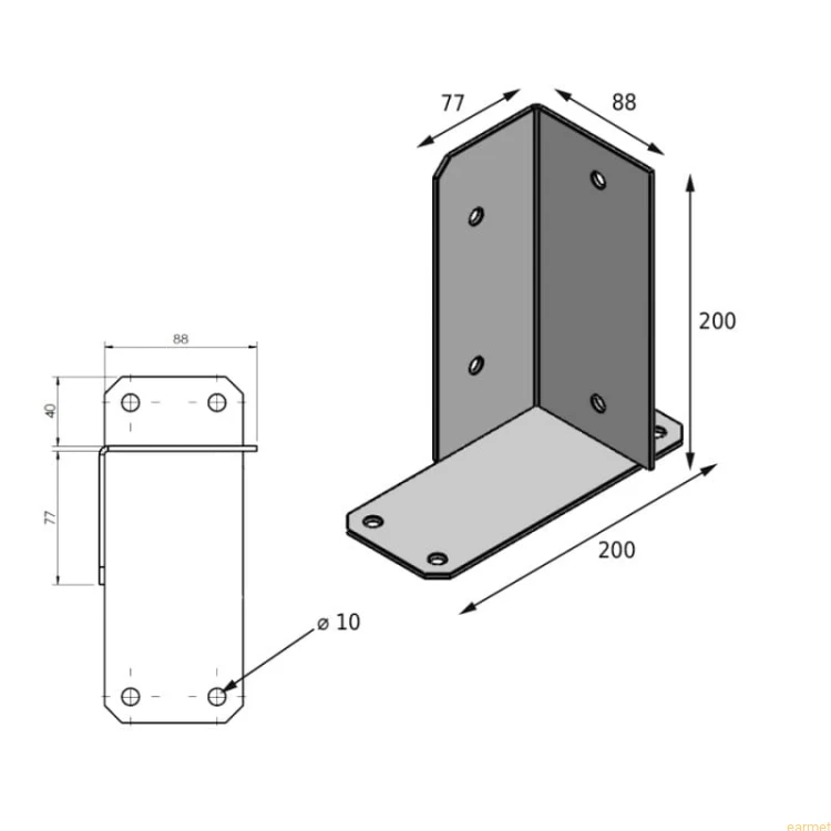 GHLS 90 / Łącznik ścienny belki / 90*200 mm / CZERWONY
