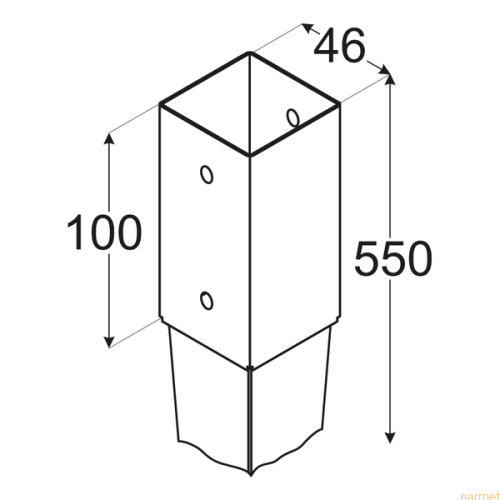 Podstawa słupa wbijana PSG 45 / 46x100x550 /