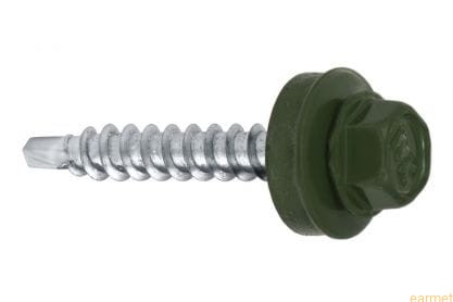 Wkręt samowiercący 4,8x35 RAL 6020 z EPDM do mocowania blach do podłoża drewnianego / 250 szt.