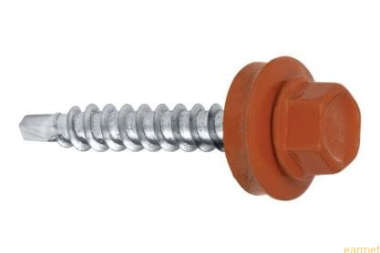 Wkręt samowiercący 4,8x35 RAL 8004 z EPDM do mocowania blach do podłoża drewnianego / 250 szt.