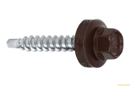 Wkręt samowiercący 4,8x35 RAL 8017 z EPDM do mocowania blach do podłoża drewnianego / 250 szt