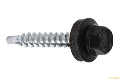 Wkręt samowiercący 4,8x35 RAL 9005 z EPDM do mocowania blach do podłoża drewnianego / 250 szt.