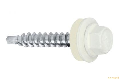 Wkręt samowiercący 4,8x35 RAL 9010 z EPDM do mocowania blach do podłoża drewnianego / 250 szt.