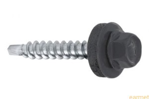 Wkręt farmerski szary samowiercący 4,8x35 RAL 7024 z EPDM do mocowania blach do podłoża drewnianego / 250 szt