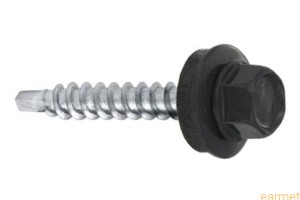 Wkręt farmerski czarny samowiercący 4,8x35 RAL 7016 z EPDM do mocowania blach do podłoża drewnianego / 250 szt.