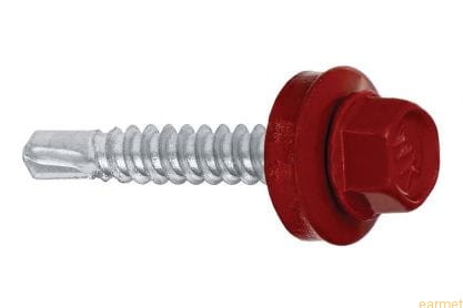 Wkręt samowiercący 4,8x35 RAL 3011 z EPDM do mocowania blach do podłoża stalowego