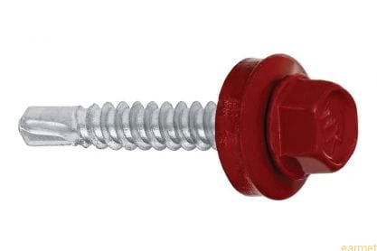 Wkręt samowiercący 4,8x35 RAL 3011 z EPDM do mocowania blach do podłoża stalowego