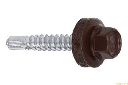 Wkręt samowiercący 4,8x35 RAL 8017 z EPDM do mocowania blach do podłoża stalowego / 250 szt.