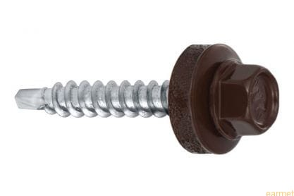 Wkręt samowiercący 4,8x25 RAL 8017 z EPDM do mocowania blach do podłoża drewnianego / 250 szt.